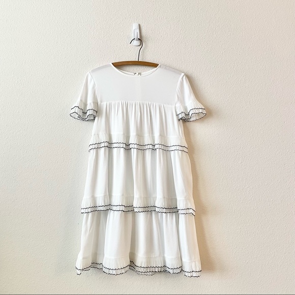 Anthropologie Dresses & Skirts - SOLD Anthropologie Elliat Tiered Ruffle Pleated Dress in White Size Petite Small